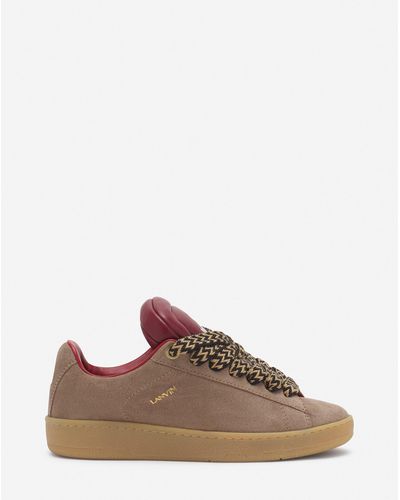 Lanvin X Future Hyper Curb Sneakers In Leather And Suede - Brown