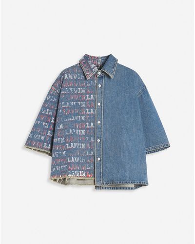 Lanvin X Future Unisex Asymmetrical Printed Shirt - Blue