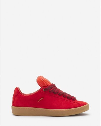 Lanvin X Future Hyper Curb Sneakers In Leather And Suede - Red