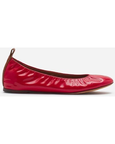 Lanvin The Ballerina Flat In Patent Leather - Red