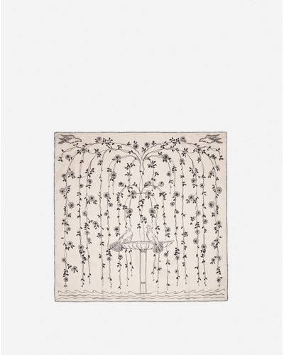 Lanvin Doves And Gardens Print Silk Scarf - Natural