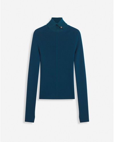 Lanvin Ribbed Turtleneck Sweater - Blue