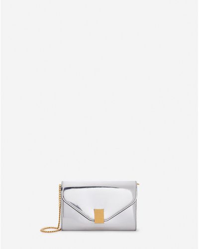 Lanvin Concerto Wallet On Chain Bag In Metallic Leather - White