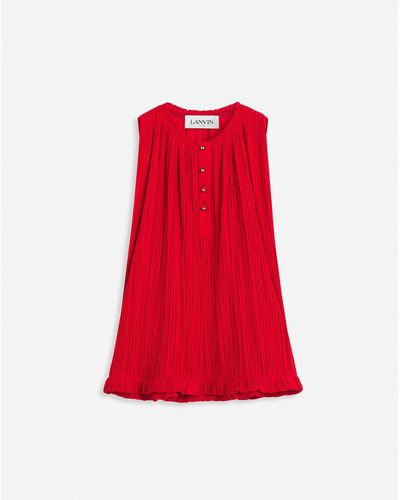 Lanvin Pleated Sleeveless Top - Red