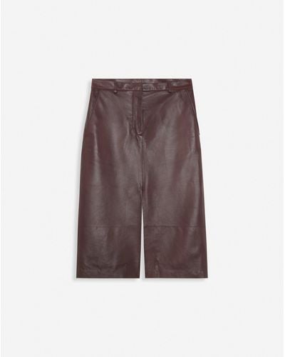 Lanvin Straight Leather Midi Skirt - Purple