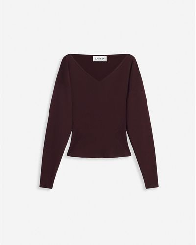 Lanvin Wide-neck Sweater With Raglan Sleeves - Purple