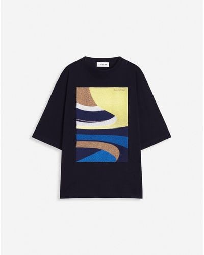 Lanvin Daunou Embroidered Loose-fitting T-shirt - Blue