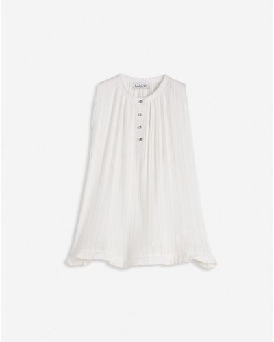 Lanvin Pleated Sleeveless Top - White