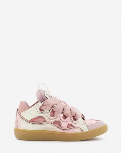 Lanvin Curb Sneakers In Metallic Leather - Pink