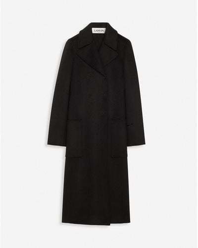 Lanvin Long Coat In Double-faced Cashmere - Black