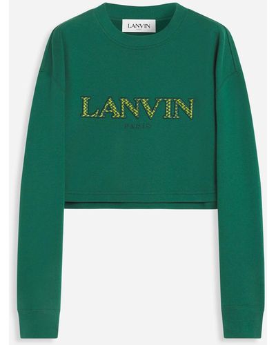 Lanvin Curb Embroidered Cropped Sweatshirt - Green
