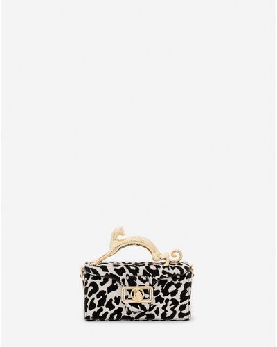 Lanvin Nano Pencil Cat Bag In Pony-effect Leather - White