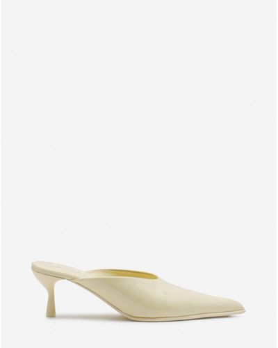 Lanvin Patent Leather Tuba Heeled Mules - Natural