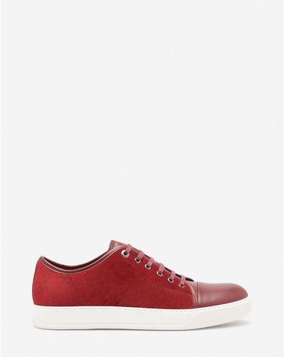 Lanvin Dbb1 Leather And Suede Sneakers - Red