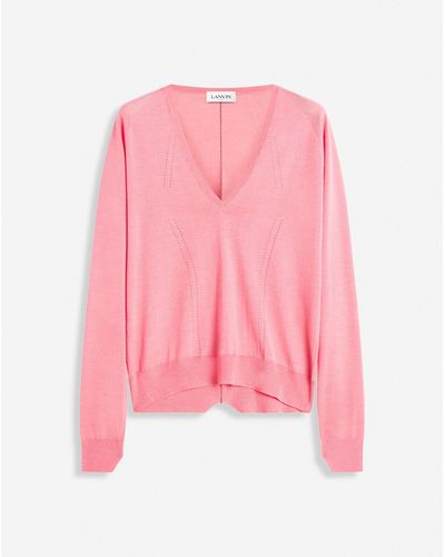 Lanvin V-neck Knit Sweater - Pink