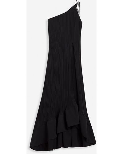 Lanvin Long Asymmetrical Pleated Dress - Black