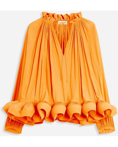 Lanvin Long-sleeve Charmeuse Blouse - Orange