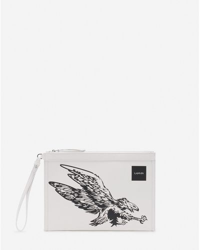 Lanvin X Future Leather Clutch With Eagle Print - White
