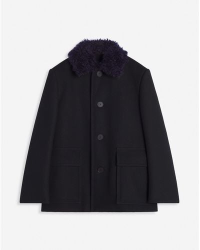 Lanvin Oversized Peacoat With Removable Collar - Blue