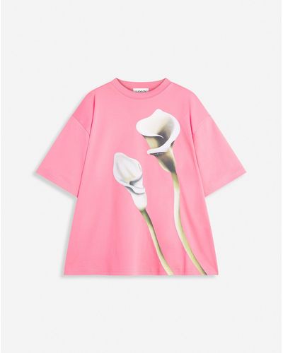 Lanvin Oversized T-shirt With Calla Lily Print - Pink
