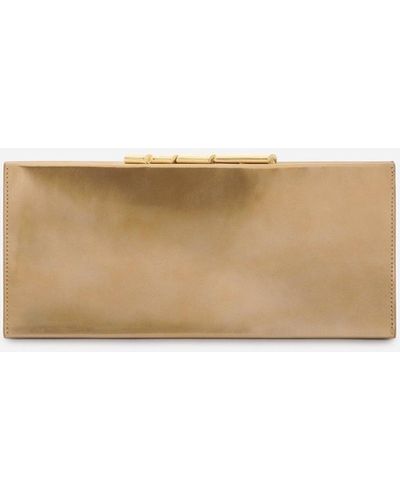 Lanvin Sequence By Metallic Leather Clutch Bag - Natural