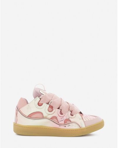 Lanvin Curb Sneakers In Metallic Leather - Pink