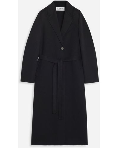Lanvin Single-breasted Tailored Coat In Pure Cashmere - Blue