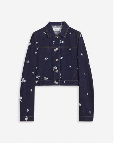 Lanvin Embroidered Cropped Jacket - Blue