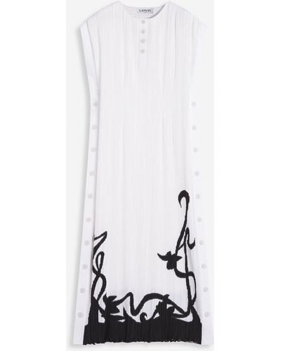 Lanvin Sleeveless Pleated Midi Dress - White