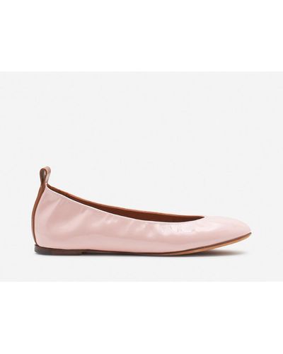 Lanvin The Ballerina Flat In Patent Leather - Pink