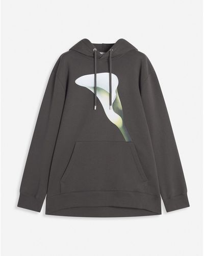 Lanvin Oversized Floral Print Hoodie - Gray