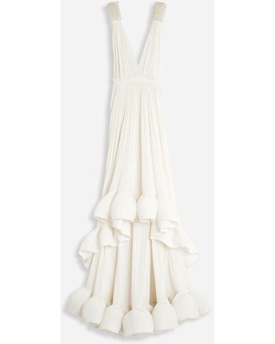 Lanvin Floor Length Evening Gown In Charmeuse - White