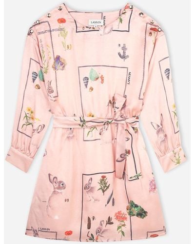Lanvin Long Sleeve Botanica Dress For Women - Pink