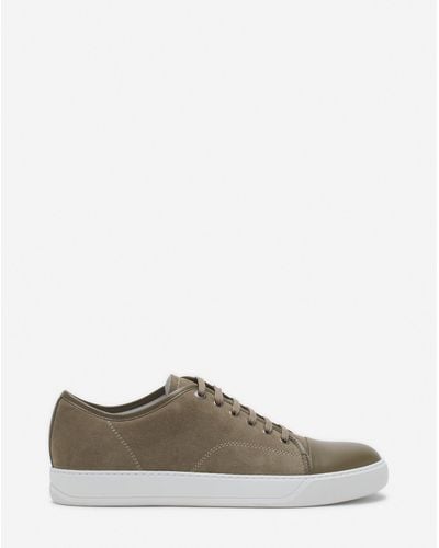 Lanvin Dbb1 Leather And Suede Sneakers - Brown