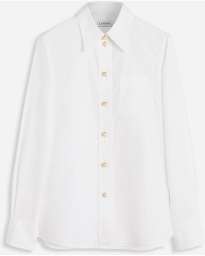 Lanvin Long Sleeve Shirt In Poplin - White
