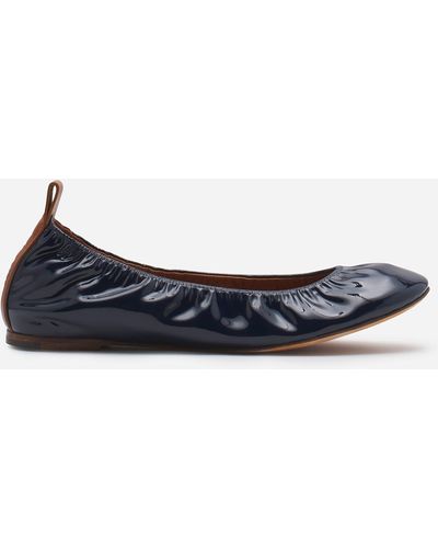 Lanvin The Ballerina Flat In Patent Leather - Blue