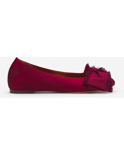 Lanvin Ballerina Flat With A Satin Bow - Red