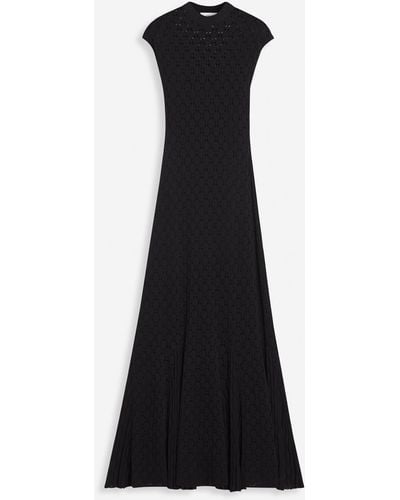 Lanvin Long Dress In Lace Effect Knit - Black