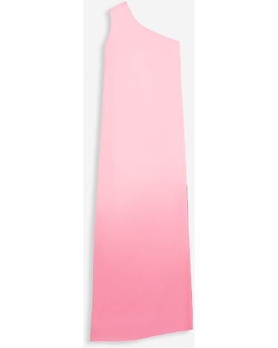 Lanvin Long Asymmetrical Dress With A Ribbon Detail - Pink