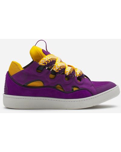 Lanvin Leather Curb Sneakers - Purple