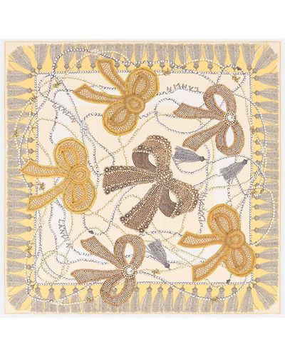Lanvin Silk Scarf With Curb Laces Print - Natural