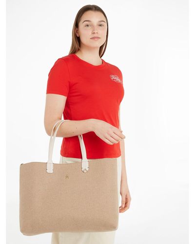 Tommy Hilfiger Bolso tote ICONIC TOMMY WOOL - Rojo