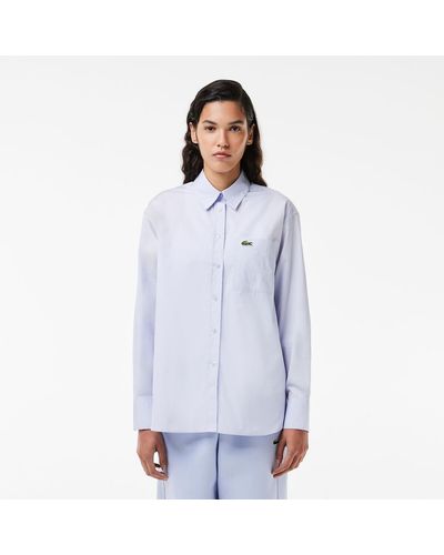 Lacoste Camisa oversize de popelina de algodón - Azul