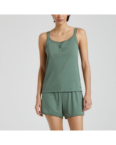 Petit Bateau Pijama de camiseta de tirantes de canalé 2x2 - Verde