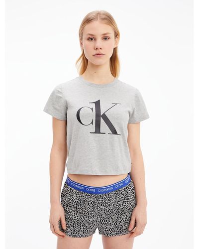 Calvin Klein Pijama con short de algodón - Gris
