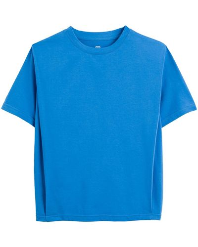 La Redoute Camiseta de cuello redondo y mangas cortas con hombreras - Azul
