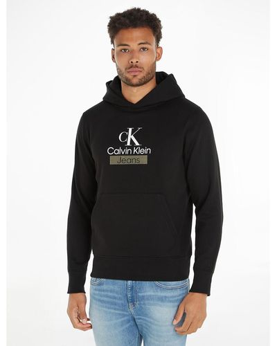 Calvin Klein Sudadera cerrada con capucha stacked archival - Negro