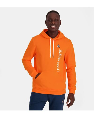 Le Coq Sportif Sudadera con capucha y logotipo grande - Naranja