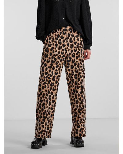 Pieces Pantalón de leopardo, talle alto - Negro
