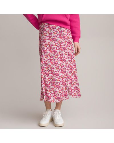 La Redoute Falda semilarga abotonada, estampado de flores - Rosa